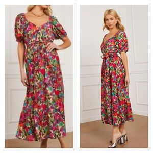 VICI Willa Floral Print Midi Dress Sz:Large